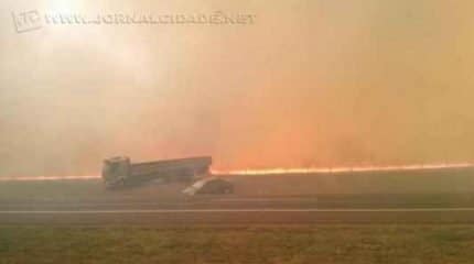 Incêndio em rodovia ocasiona acidente