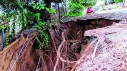 O asfalto está cedendo na Avenida 9, com a Rua 14