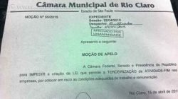 Cópia da moção aprovada pela Câmara Municipal onde a votação por “unanimidade” foi registrada pela secretaria