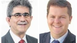 O prefeito atual Palmínio Altimari Filho, o Du Altimari, do PMDB, e o prefeito eleito João Teixeira Júnior, do Democratas