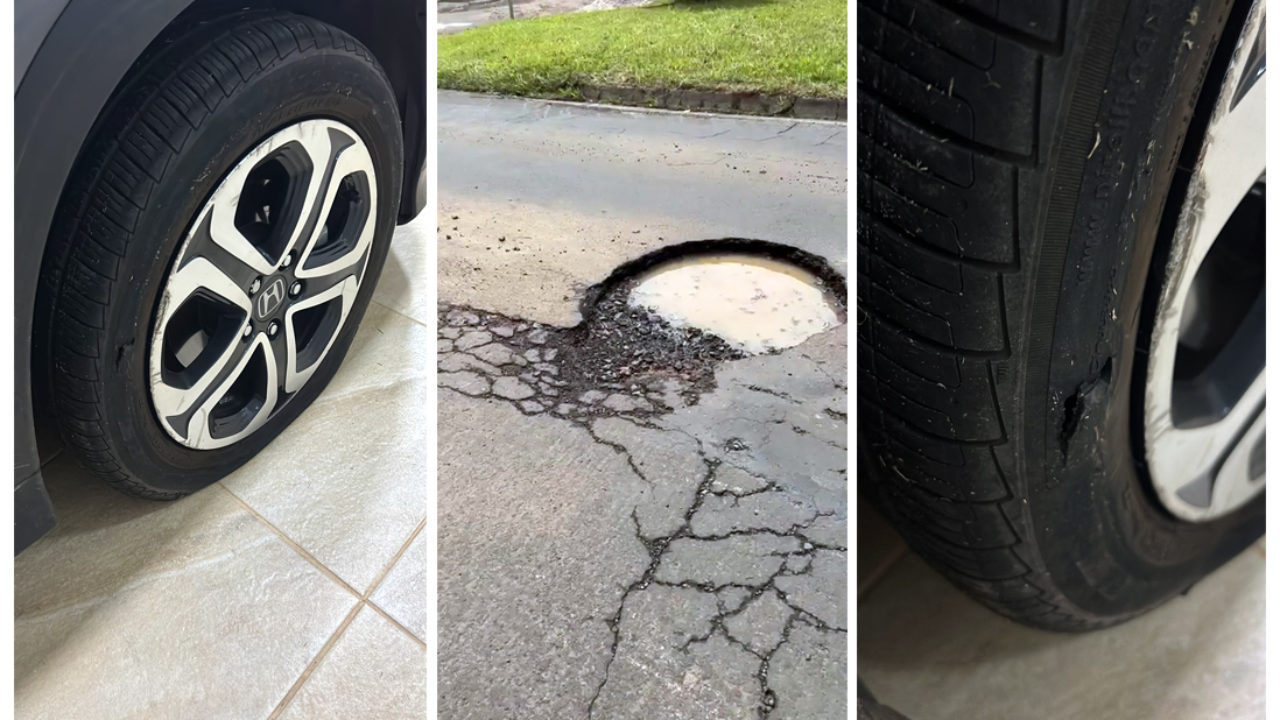 Furou o pneu num buraco na estrada não sinalizado? Saiba o que