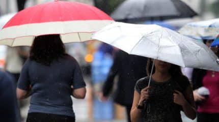 Pessoas com guarda-chuva em Rio Claro